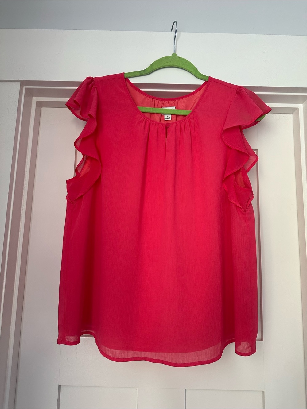 J. Crew Ruffle Sleeve Blouse - Hot Pink